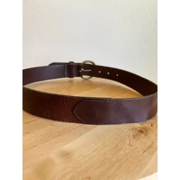 GAP Brown Genuine Leather Brass Buckle Belt Unisex Size Small - Picture 3 of 12